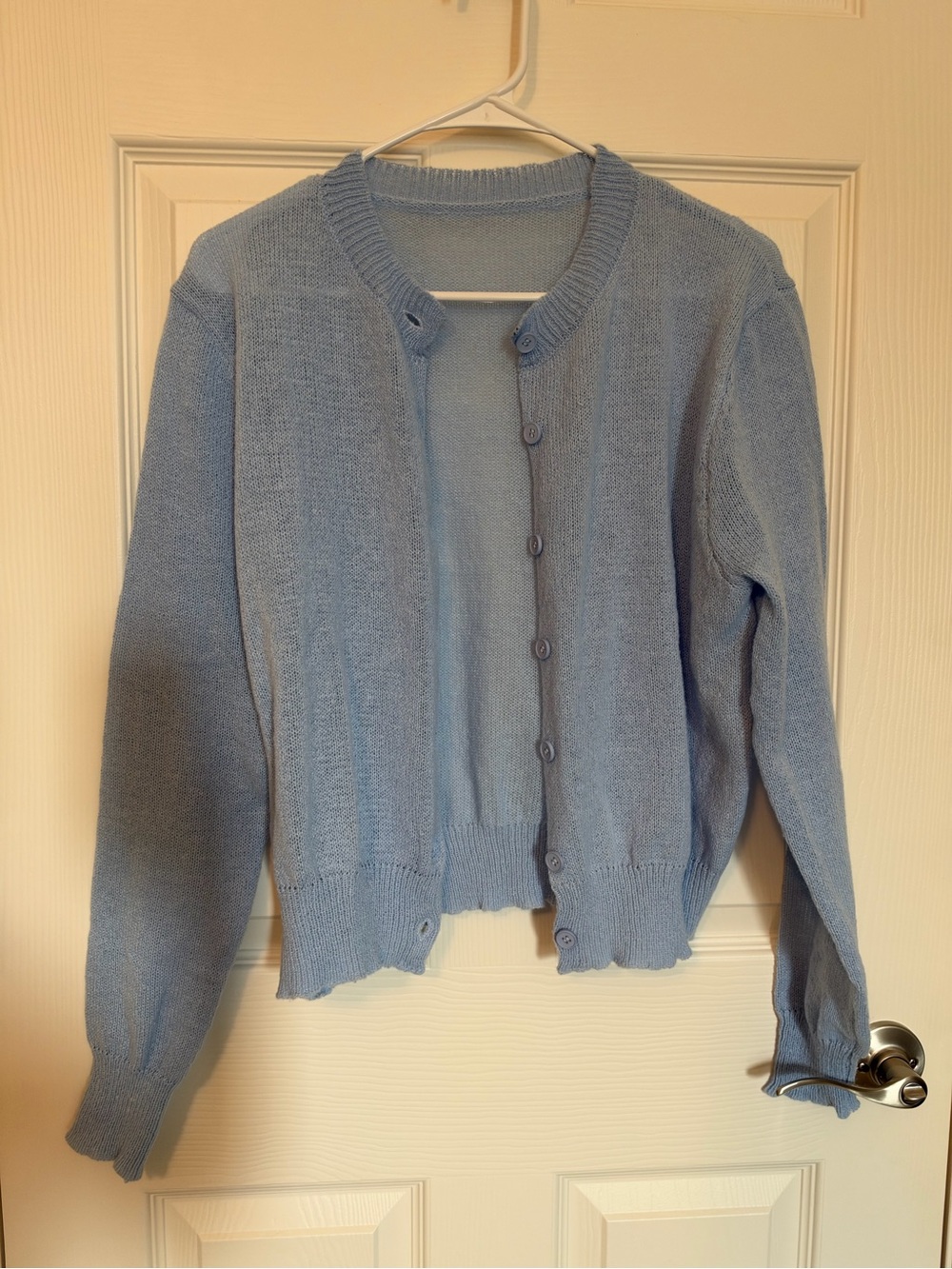 Classic Light Blue Women's Button-Front Cardigan Sweater